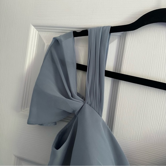 Size 12 Azazie Lianne A-Line Off the Shoulder Chiffon Dress - Twilight Color - Picture 9 of 12